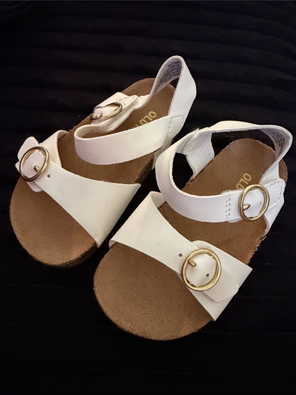 Kids White Buckle Strap Sandals